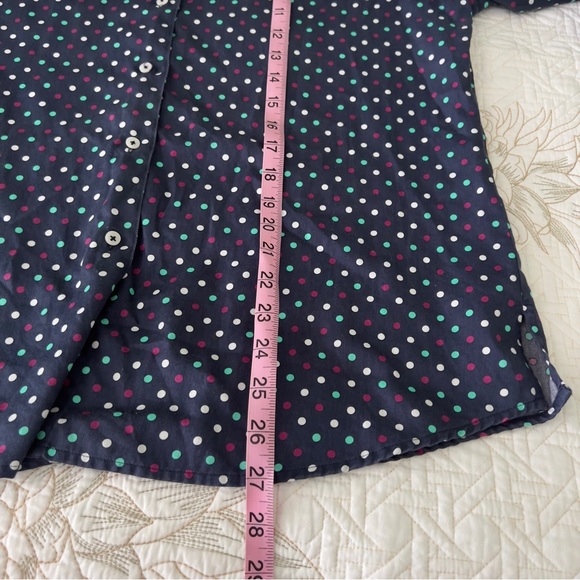 Foxcroft Multicolor Polka Dot Button Down Shirt 14 Shaped Navy - Picture 4 of 10